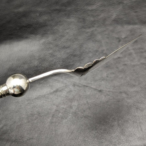 British Antique White Pearl Shell Handle Silver Plated Jam Spoon Pair